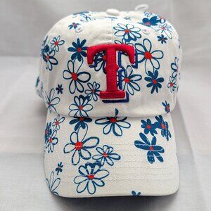 Texas Rangers Youth Hat New Girls Cap Strap Back Floral White MLB Baseball T 47